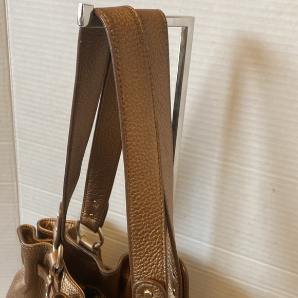 VGUC. Sigrid Olsen Brown/Bronze leather shoulder bag/drawstring bag. - Picture 11 of 16